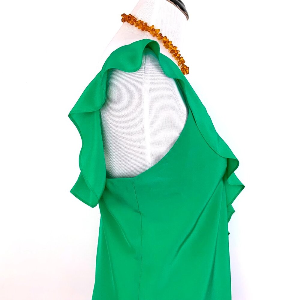 Amanda Uprichard Silk Ruffle Front Spaghetti Strap Cami Top Kelly Green Medium - Picture 6 of 16